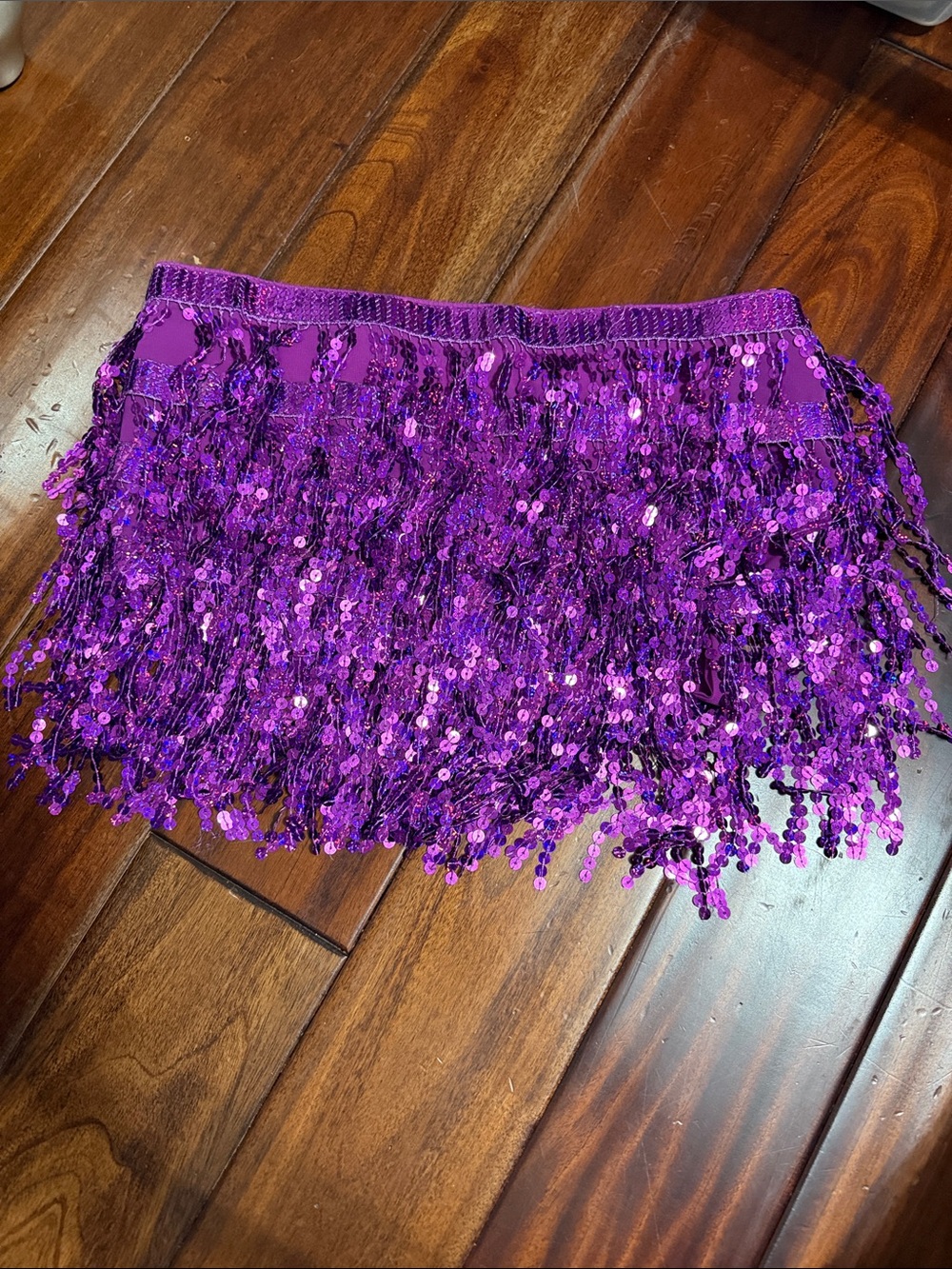 Purple Sequin Fringe Mini Skirt - Women's Party Skirt